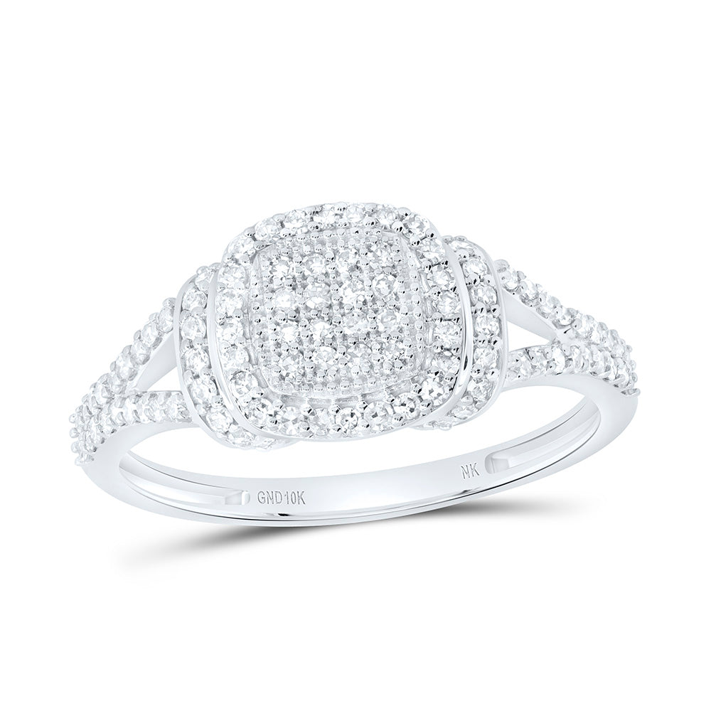 10k Gold 3/8 CTW-Natural Diamond Fashion Cushion Ring