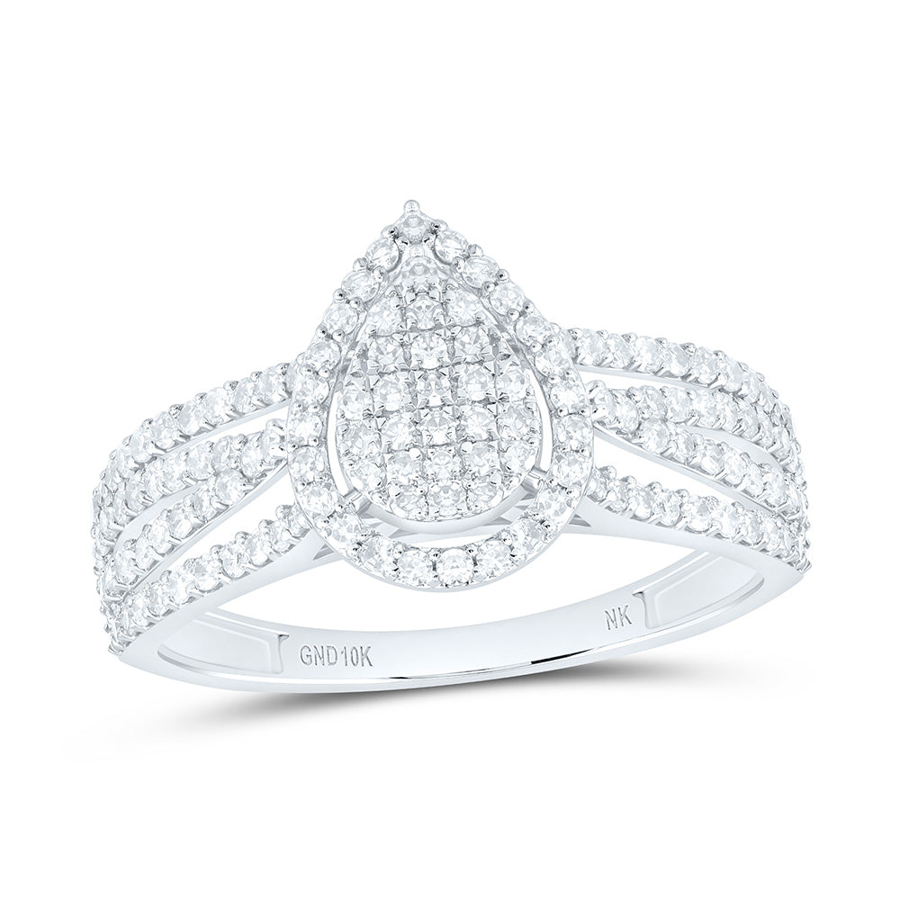 10k Gold 1/2 CTW-Natural Diamond Fashion Pear Ring