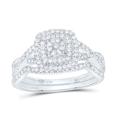 Sterling Silver 1/2 CTW-Natural Diamond Gift Cushion Bridal Set