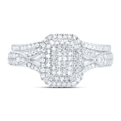 Sterling Silver 5/8 CTW-Natural Diamond Gift Emerald Bridal Set