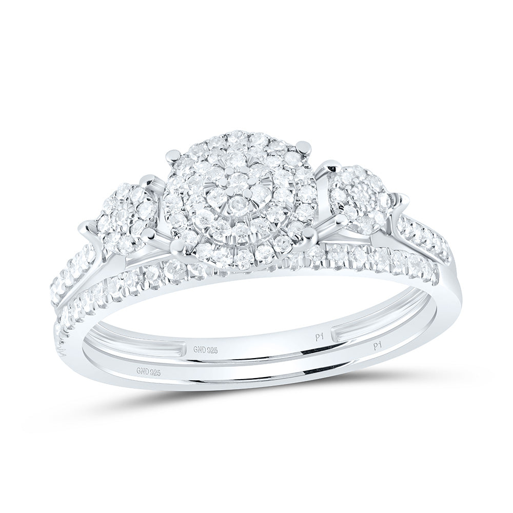 Sterling Silver 3/8 CTW-Natural Diamond Gift Round Bridal Set