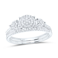 Sterling Silver 3/8 CTW-Natural Diamond Gift Round Bridal Set
