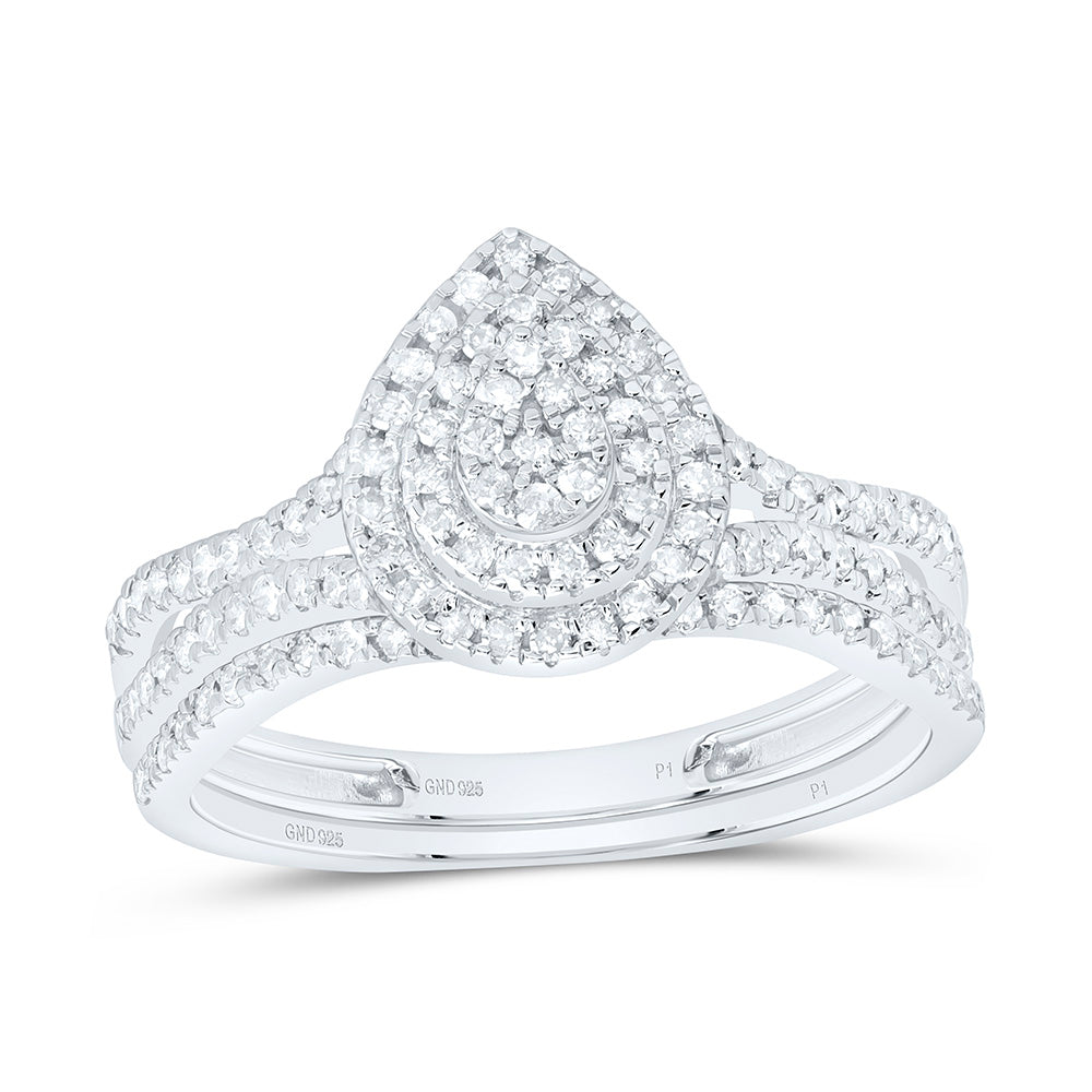 Sterling Silver 1/2 CTW-Natural Diamond Gift Pear Bridal Set