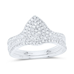Sterling Silver 1/2 CTW-Natural Diamond Gift Pear Bridal Set
