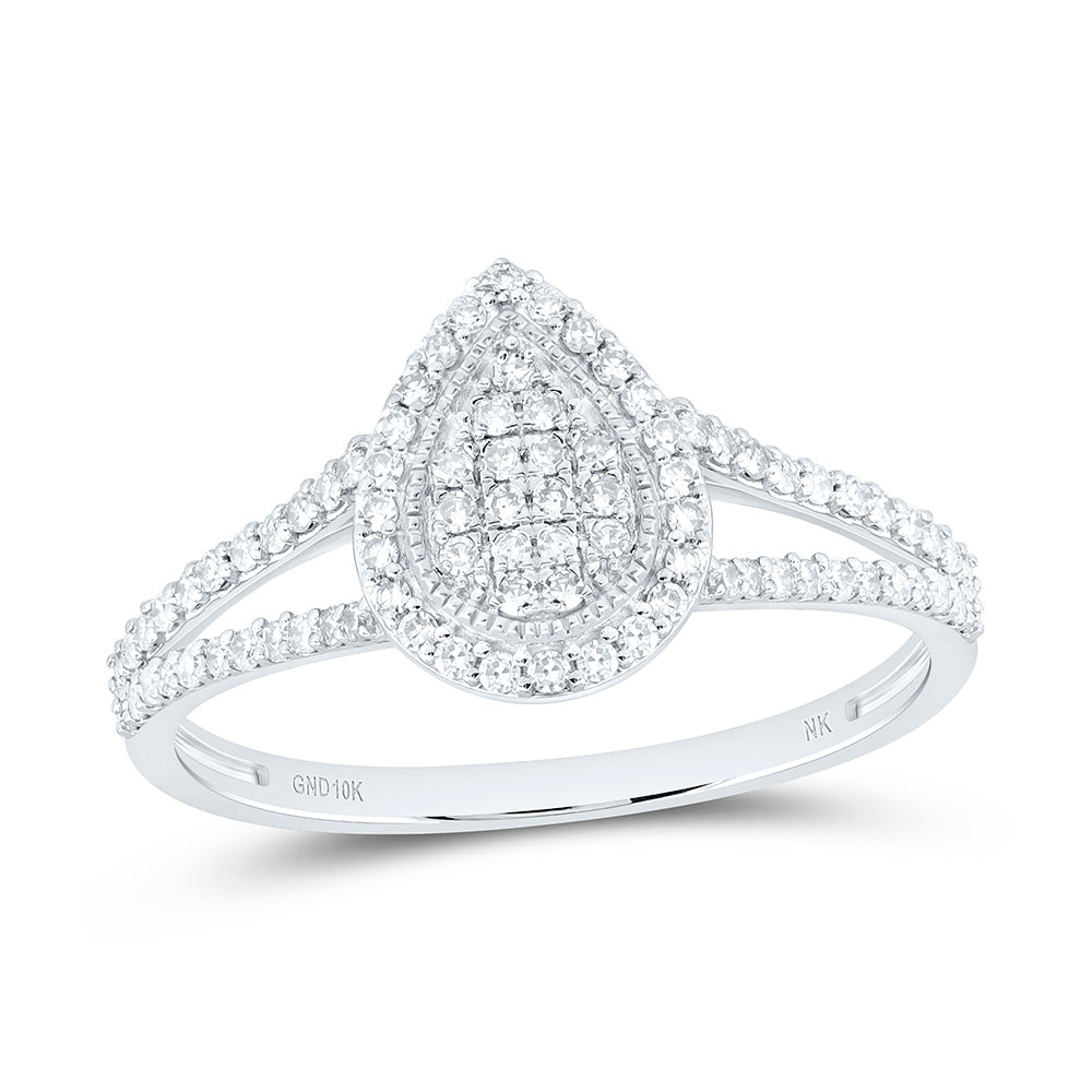 10k Gold 1/3 CTW-Natural Diamond Fashion Pear Ring