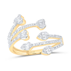 10k Gold 3/8 CTW-Natural Diamond Fashion Heart Pear Cuff Ring