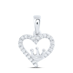10k Gold 1/8 CTW-Natural Diamond Gift Crown Heart Pendant