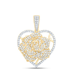 10k Gold 1/2 CTW-Natural Diamond Rose Heart Pendant