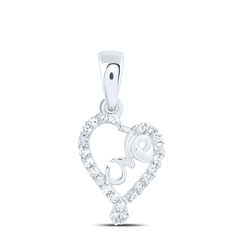 10k Gold 1/10 CTW-Natural Diamond Fashion Love Heart Pendant
