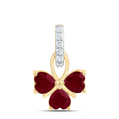 14k Gold 1/10 CTW-Natural Diamond 5MM-Ht-Ru Natural Gemstone Heart Pendant