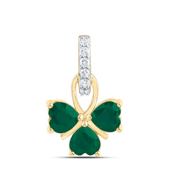 14k Gold 1/10 CTW-Natural Diamond 5MM-Ht-Em Natural Gemstone Heart Pendant