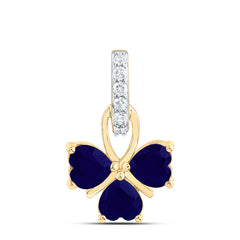 14k Gold 1/10 CTW-Natural Diamond 5MM-Ht-Bs Natural Gemstone Heart Pendant