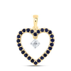 10k Gold 1/10 CTW-Natural Diamond 1/2 Ct-Rd-Bs Natural Gemstone Heart Pendant