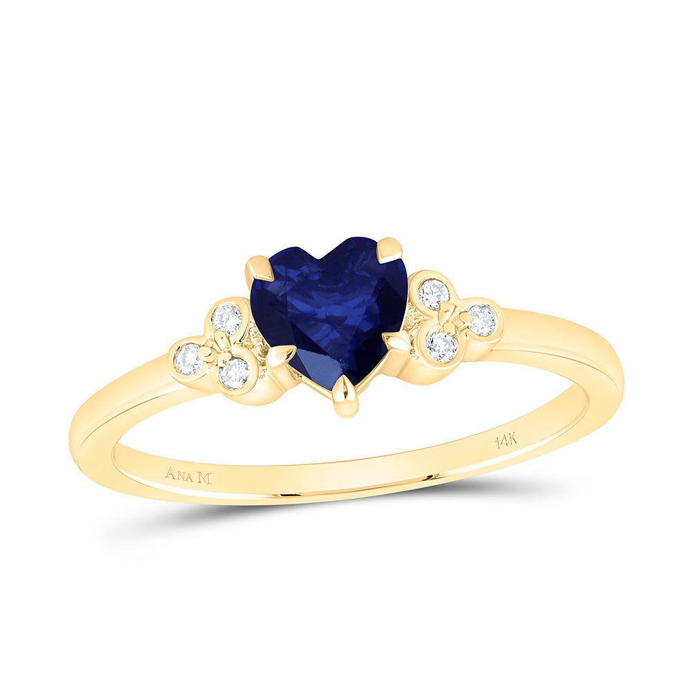 14k Gold 1/20 CTW-Natural Diamond 5.50MM-Ht-Bs Natural Gemstone Heart Ring