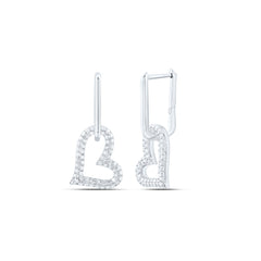 14k Gold 3/4 CTW-Natural Diamond Fashion Heart Dangling Earring