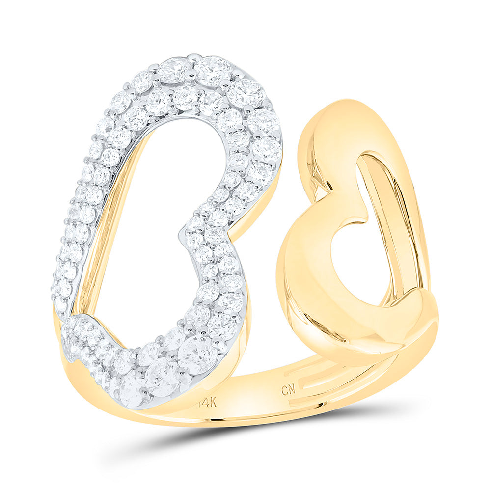 14k Gold 3/4 CTW-Natural Diamond Fashion Heart Ring