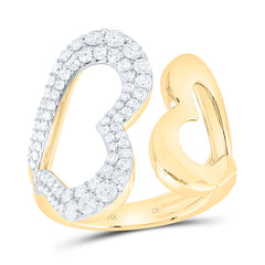 14k Gold 3/4 CTW-Natural Diamond Fashion Heart Ring