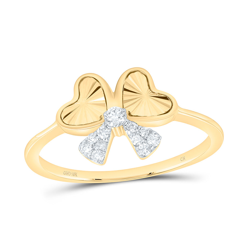 10k Gold 1/10 CTW-Natural Diamond Fashion Heart Bow Ring