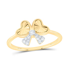 10k Gold 1/10 CTW-Natural Diamond Fashion Heart Bow Ring