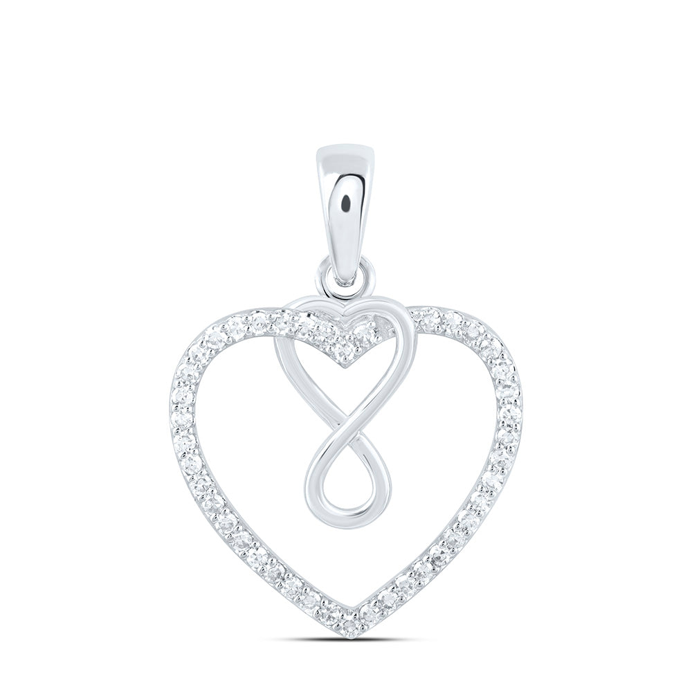 10k Gold 1/6 CTW-Natural Diamond Fashion Infinity Heart Pendant