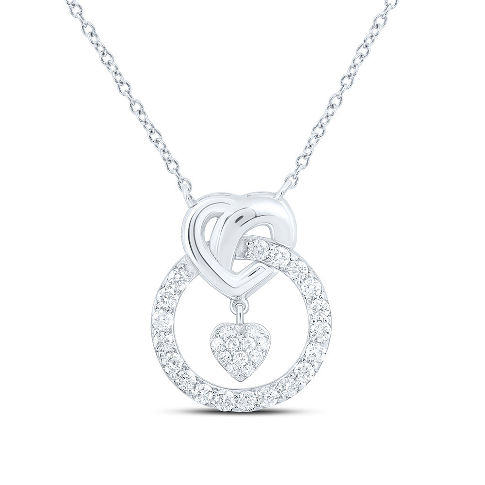 10k Gold 1/3 CTW-Natural Diamond Fashion Heart Necklace (18 Inch )