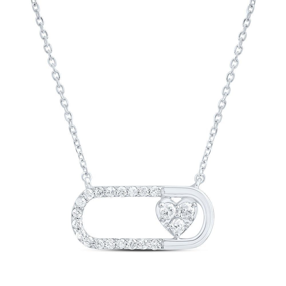 10k Gold 1/3 CTW-Natural Diamond Gift Heart Paper Clip Necklace (18 Inch )