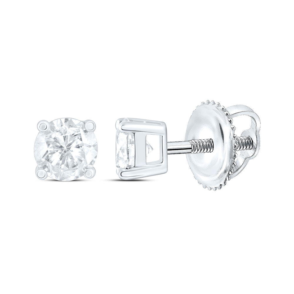 14k Gold 1/2 CTW-Natural Diamond I1 Ij Round Solitair Earring