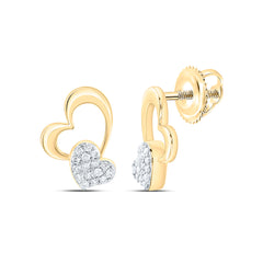 10k Gold 1/8 CTW-Natural Diamond Fashion Heart Earring