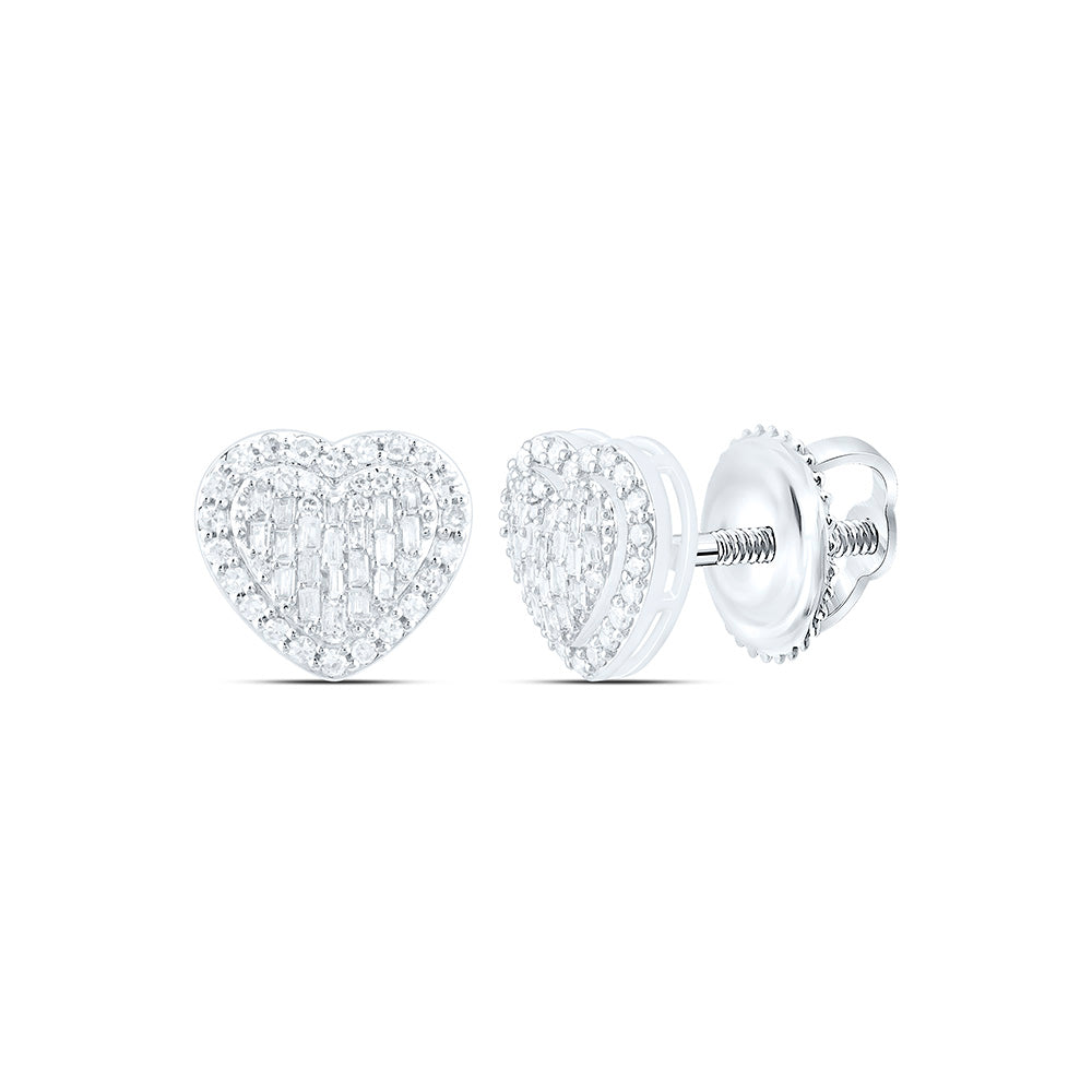 10k Gold 1/2 CTW-Natural Diamond Fashion Heart Earring