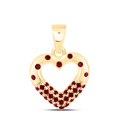 14k Gold 1/4 CTW-Rd-Ru Natural Gemstone Heart Pendant
