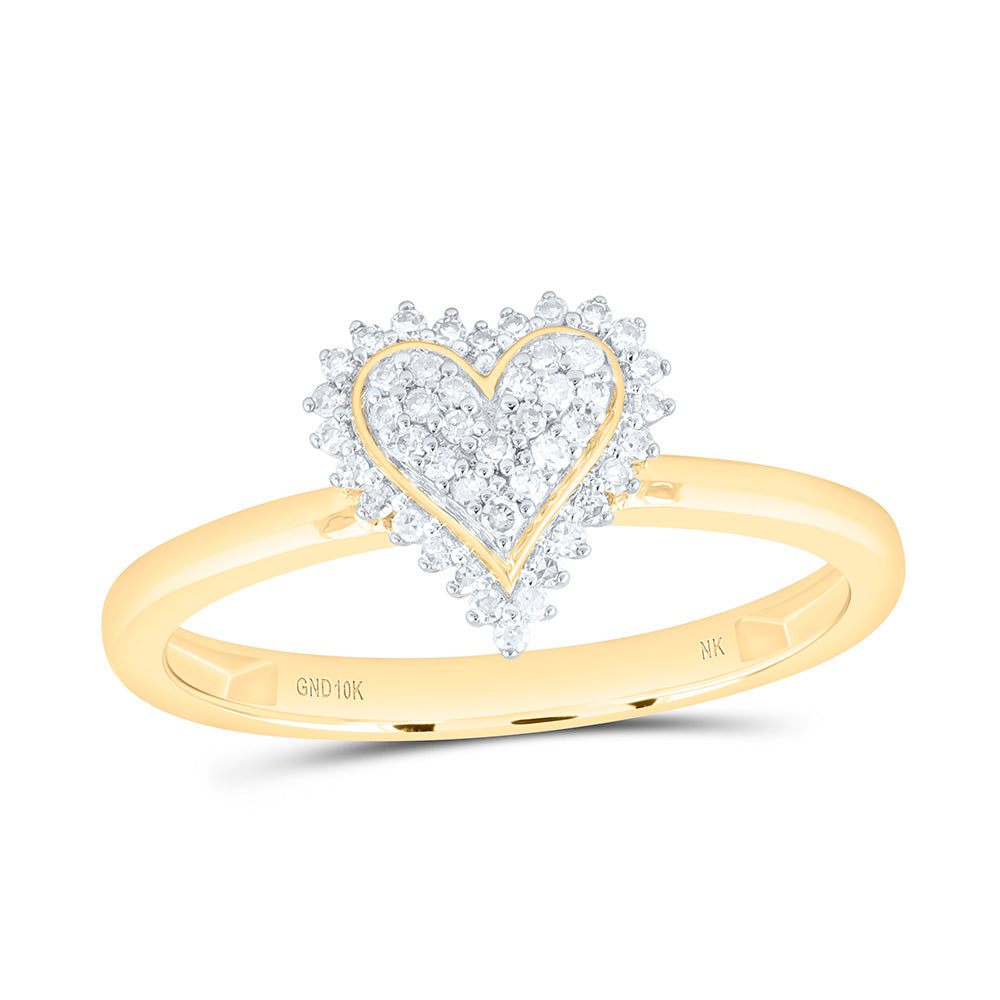 10k Gold 1/8 CTW-Natural Diamond Fashion Heart Ring