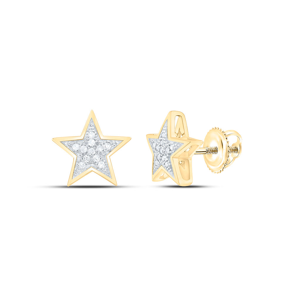 10k Gold 1/20 CTW-Natural Diamond Gift Micro-Pave Star Earring