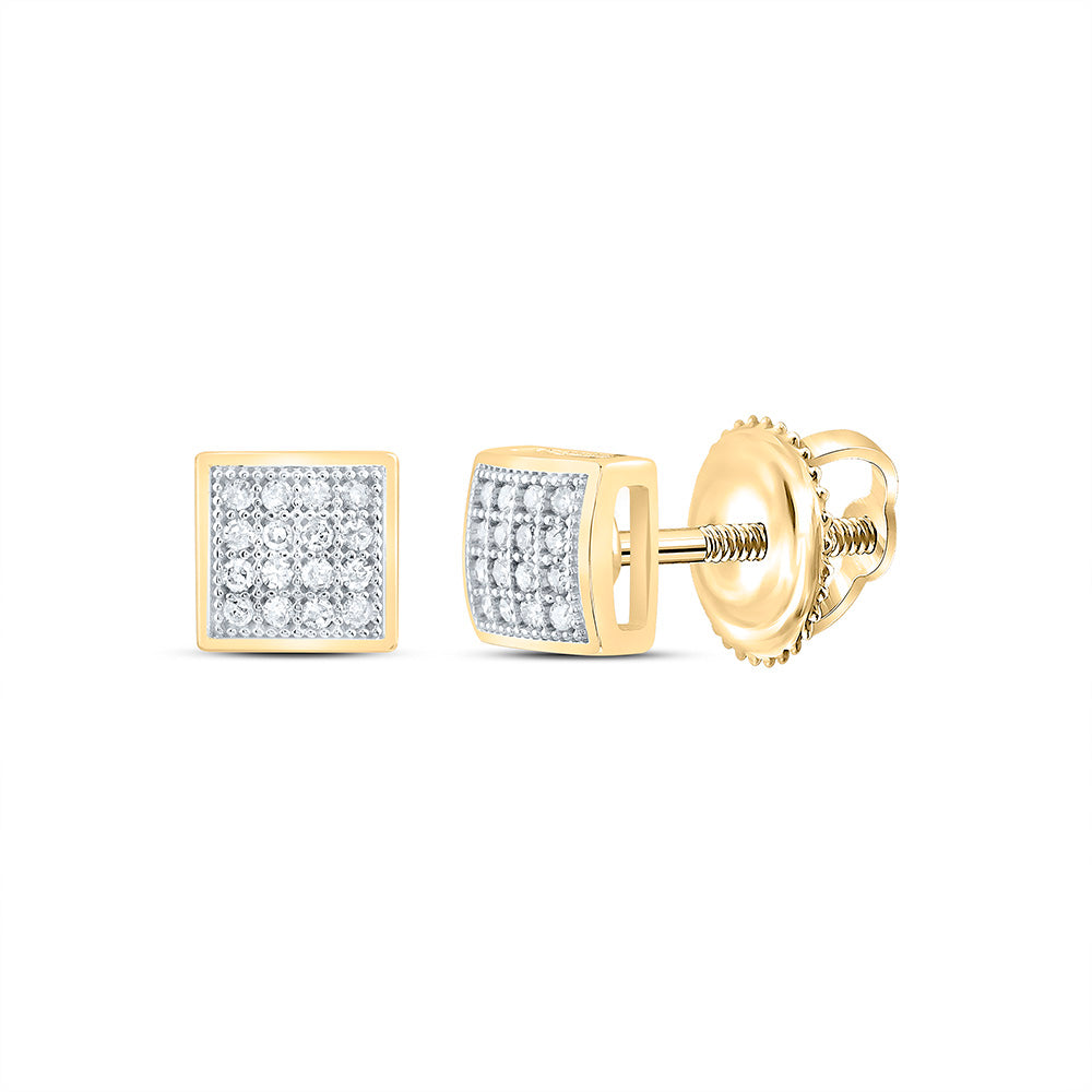 10k Gold 1/10 CTW-Natural Diamond Gift Micro-Pave Square Earring