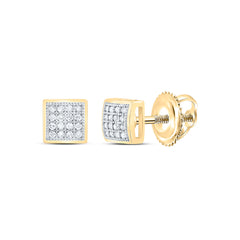 10k Gold 1/10 CTW-Natural Diamond Gift Micro-Pave Square Earring