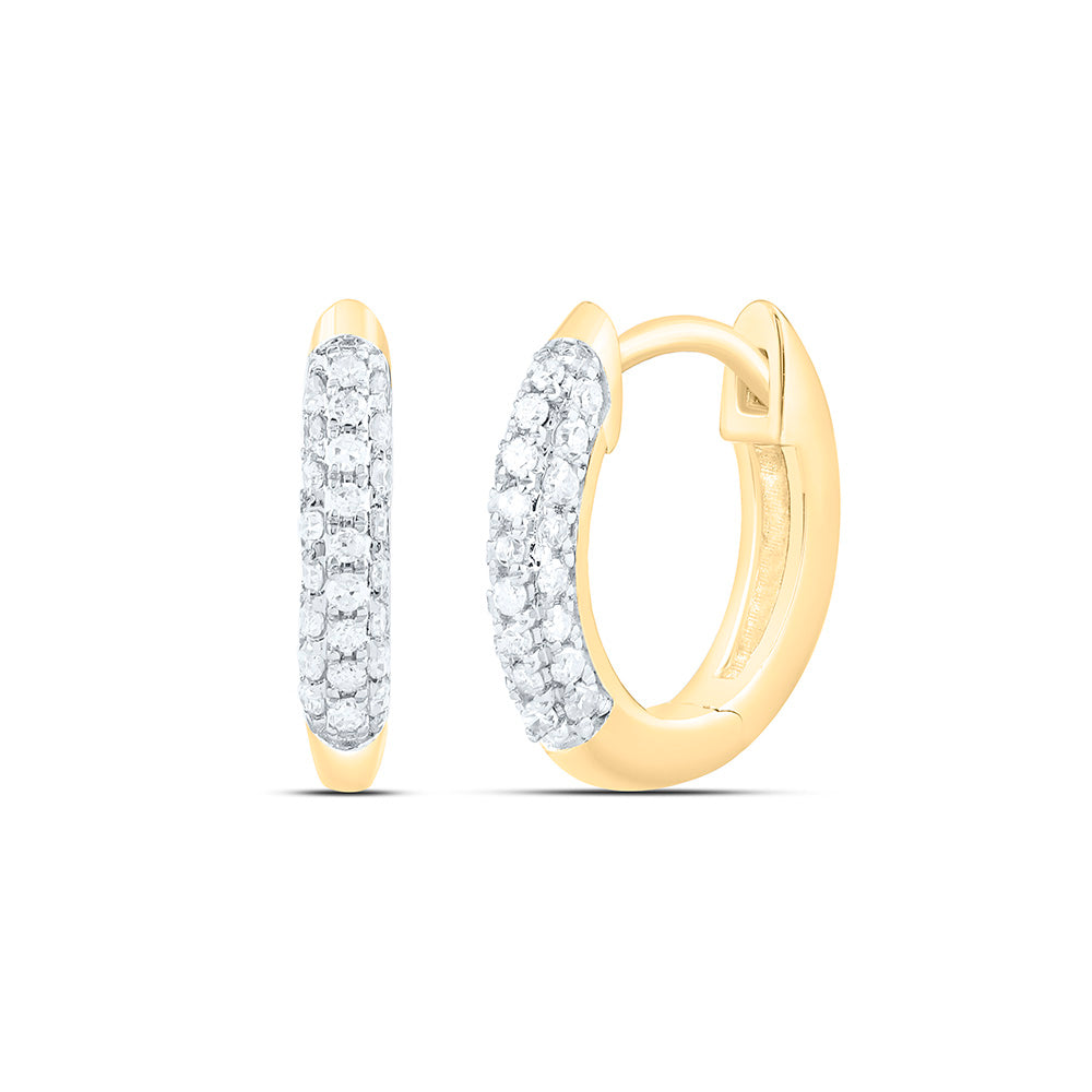 10k Gold 1/8 CTW-Natural Diamond Gift Micro-Pave Hoop Earring