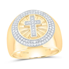 Sterling Silver 1/4 CTW-Natural Diamond Gift Cross Round Ring