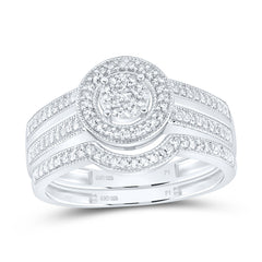 Sterling Silver 1/4 CTW-Natural Diamond Gift Round Bridal Set