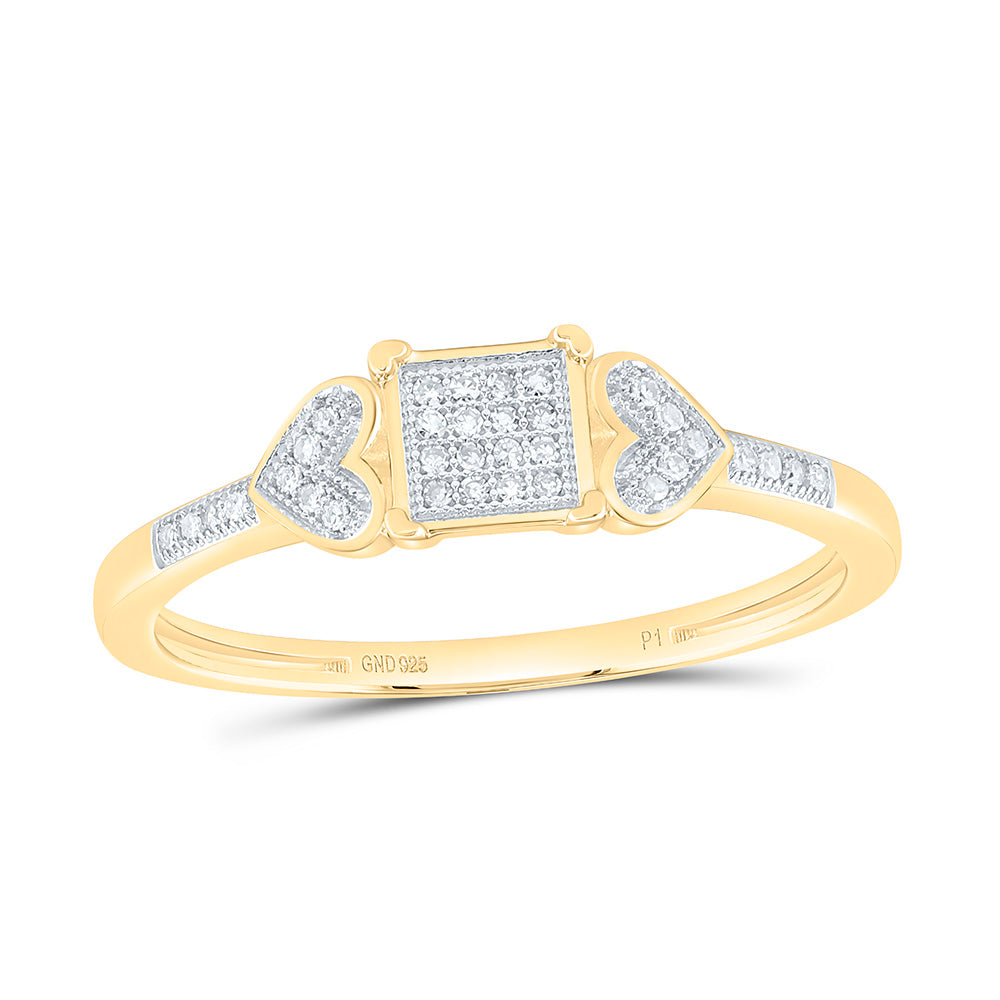 Sterling Silver 1/12 CTW-Natural Diamond Gift Micro-Pave Heart Square Ring