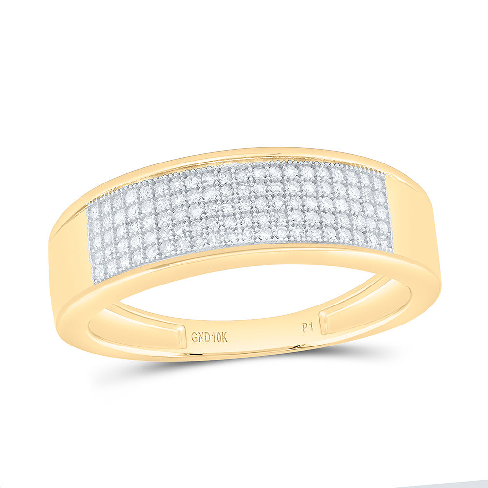 10k Gold 1/4 CTW-Natural Diamond Gift Micro-Pave Mens Band