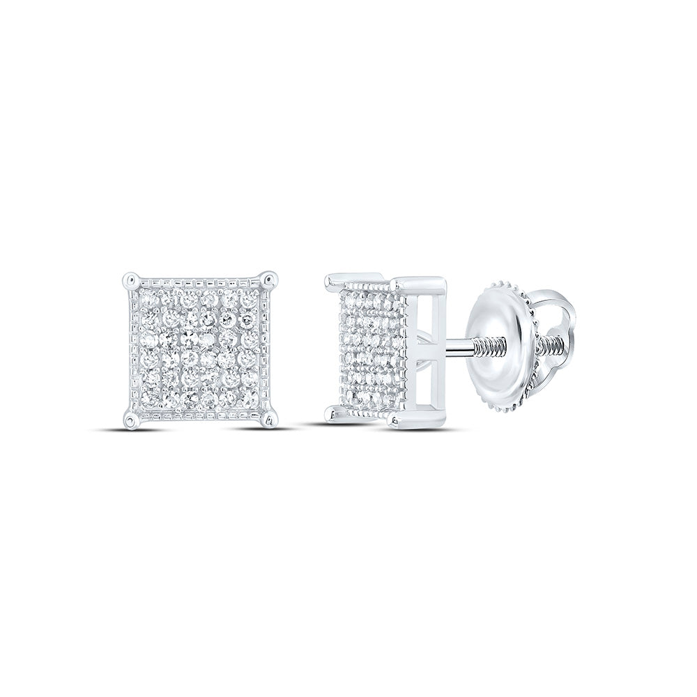 10k Gold 1/6 CTW-Natural Diamond Gift Micro-Pave Square Earring