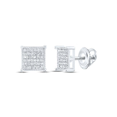 10k Gold 1/6 CTW-Natural Diamond Gift Micro-Pave Square Earring