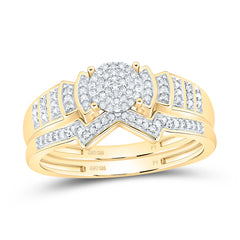 Sterling Silver 1/6 CTW-Natural Diamond Gift Micro-Pave Round Bridal Set