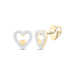 10k Gold 1/10 CTW-Natural Diamond Gift Heart Earring
