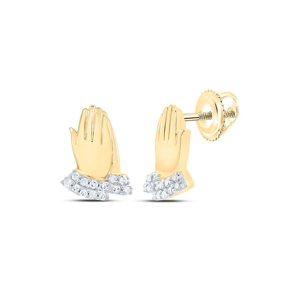 10k Gold 1/12 CTW-Natural Diamond Gift Praying Hand Earring