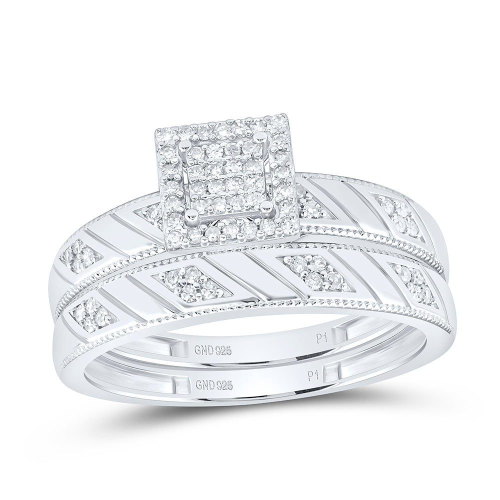 Sterling Silver 1/4 CTW-Natural Diamond Gift Square Trio Set