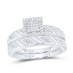 Sterling Silver 1/4 CTW-Natural Diamond Gift Square Trio Set