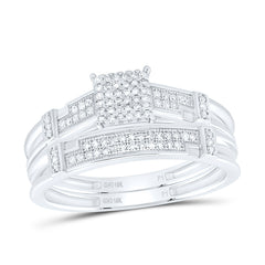 10k Gold 1/3 CTW-Natural Diamond Gift Micro-Pave Squaretrio Set