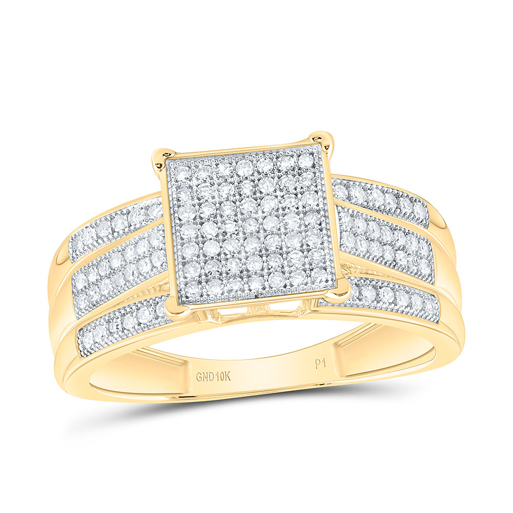 10k Gold 1/3 CTW-Natural Diamond Gift Micro-Pave Squarering