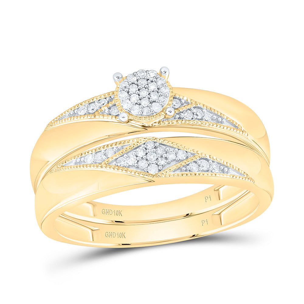 10k Gold 1/5 CTW-Natural Diamond Gift Micro-Pave Round Trio Set