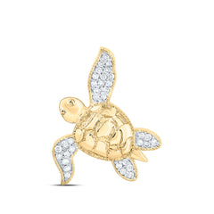10k Gold 1/12 CTW-Natural Diamond Gift Micro-Pave Turtle Pendant